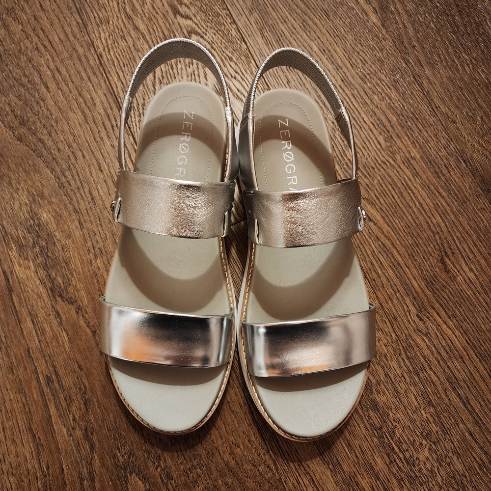 Cole Haan Metallic Silver Sandals 8.5 EUC